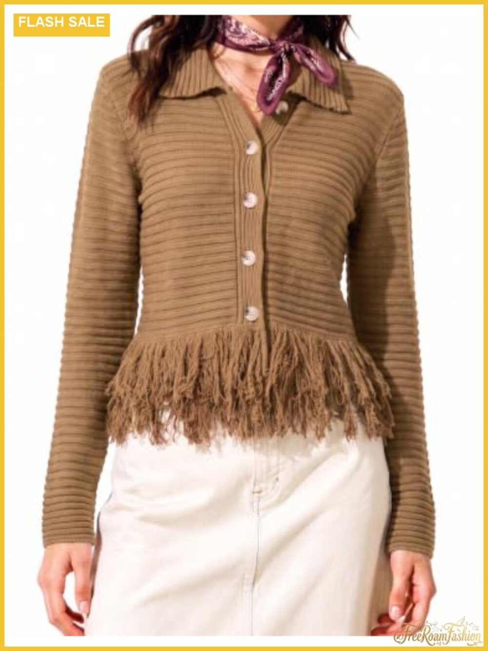 Women's Fringe Cardigan Sweater Boho Cowgirl Long Sleeve Crochet Knit